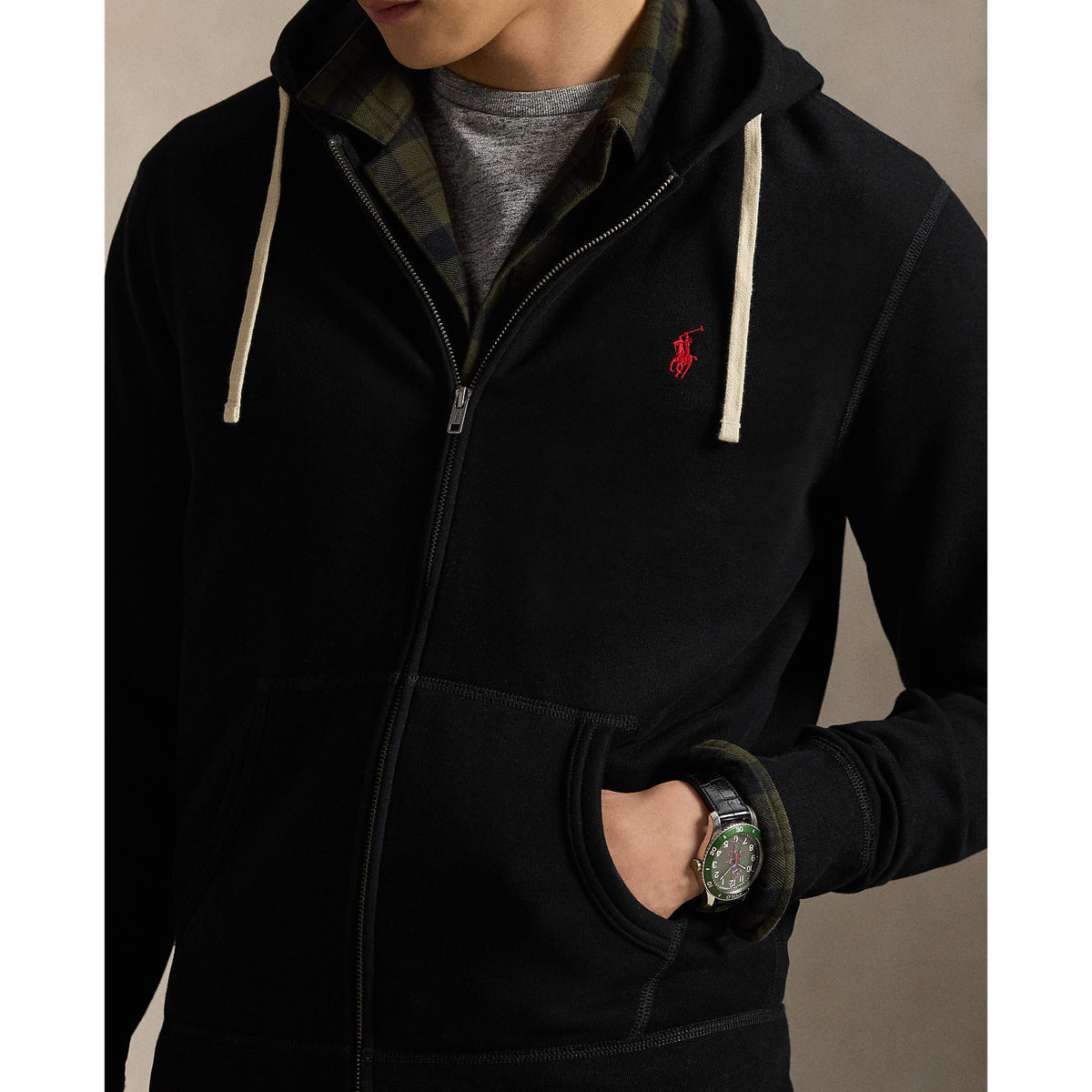 HOODIE ZIP – POLO BLACK