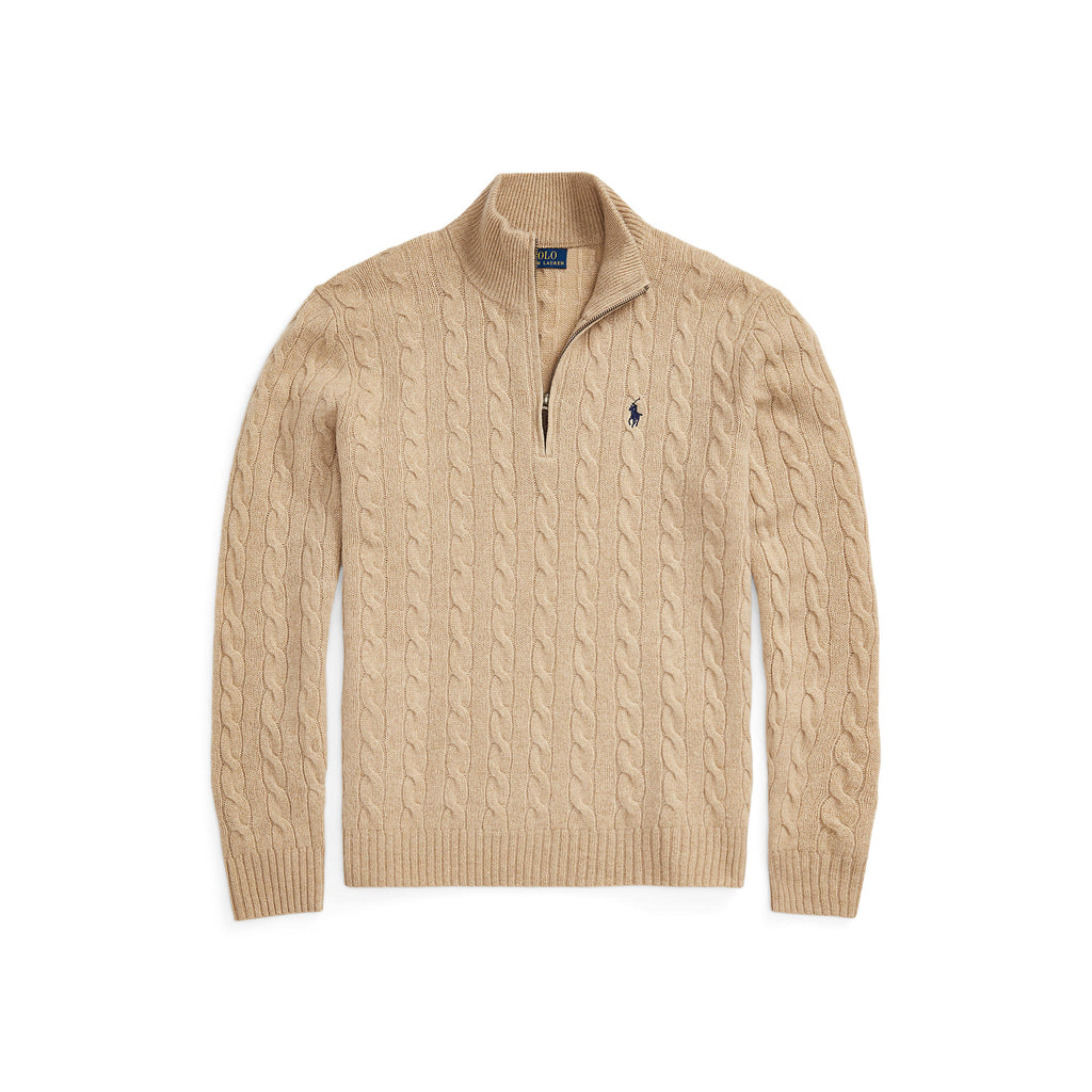 CABLE ZIP LAINE/CACHEMIRE – CAMEL MELANGE
