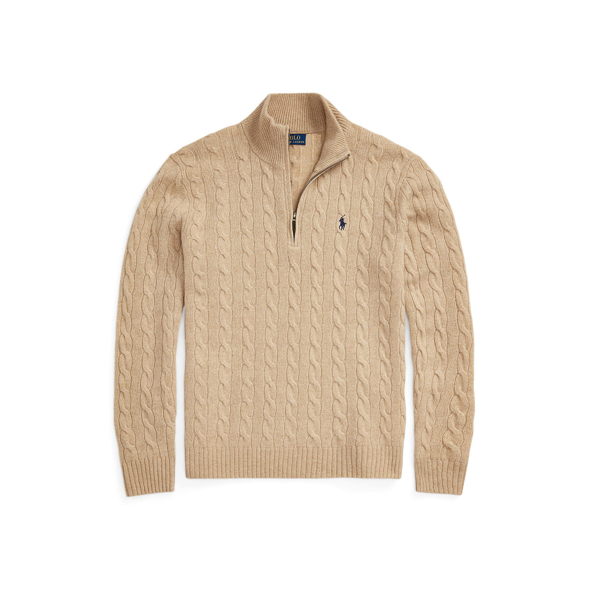 CABLE ZIP LAINE/CACHEMIRE – CAMEL MELANGE