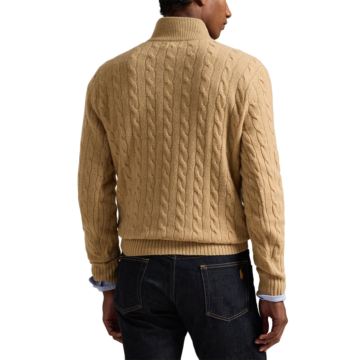 CABLE ZIP LAINE/CACHEMIRE – CAMEL MELANGE
