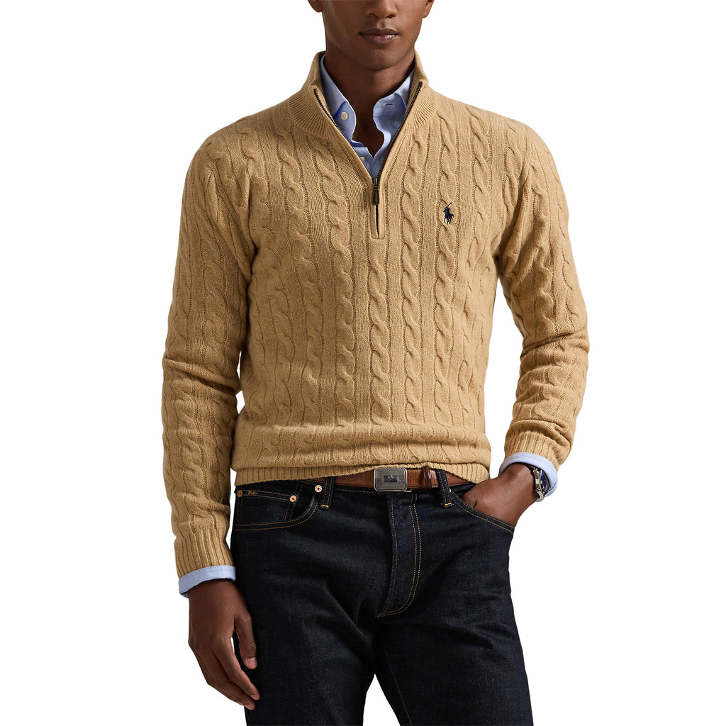 CABLE ZIP LAINE/CACHEMIRE – CAMEL MELANGE