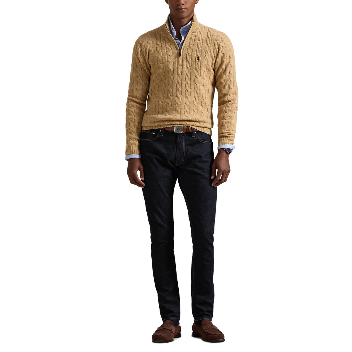 CABLE ZIP LAINE/CACHEMIRE – CAMEL MELANGE