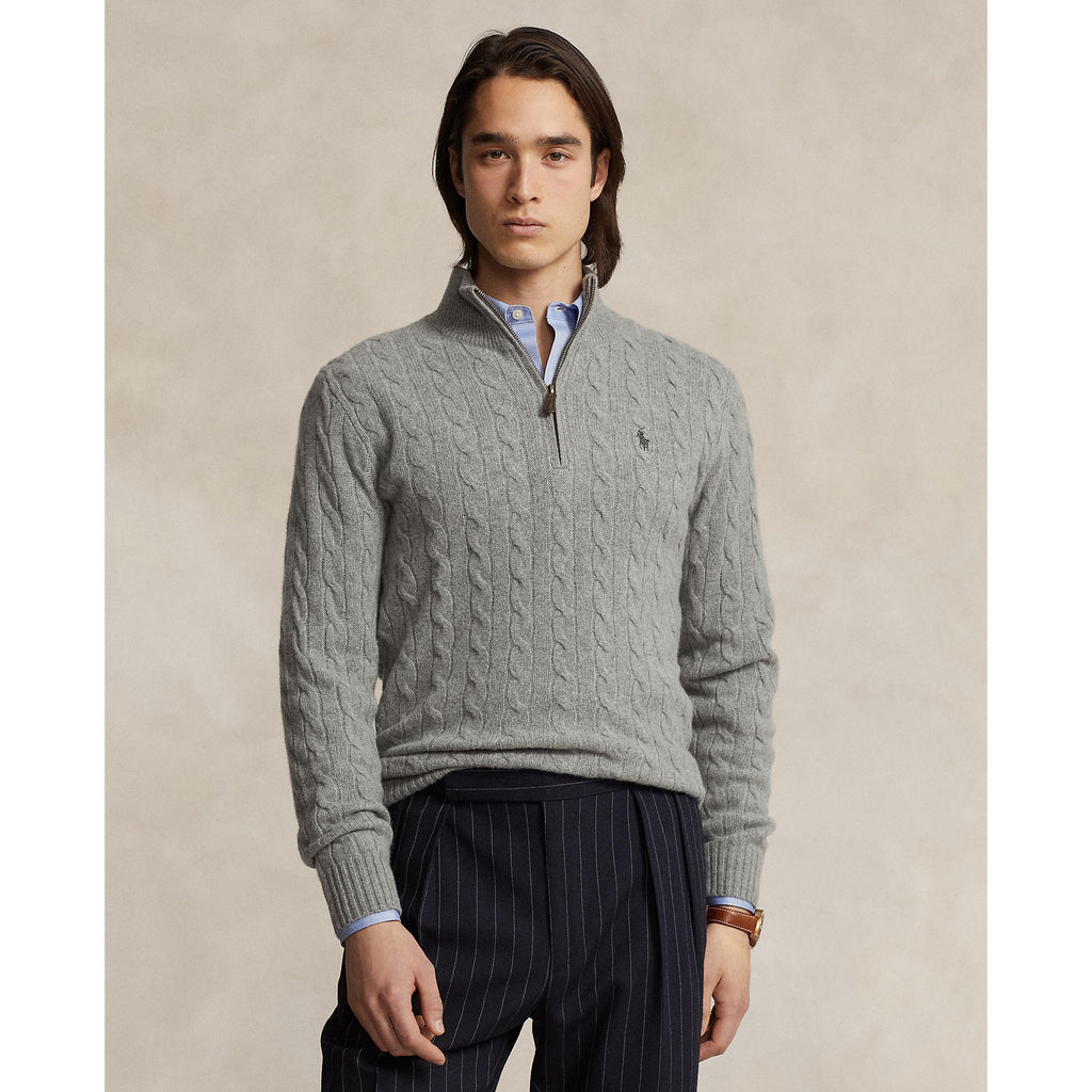 CABLE ZIP LAINE/CACHEMIRE – FAWN GREY HEATHER