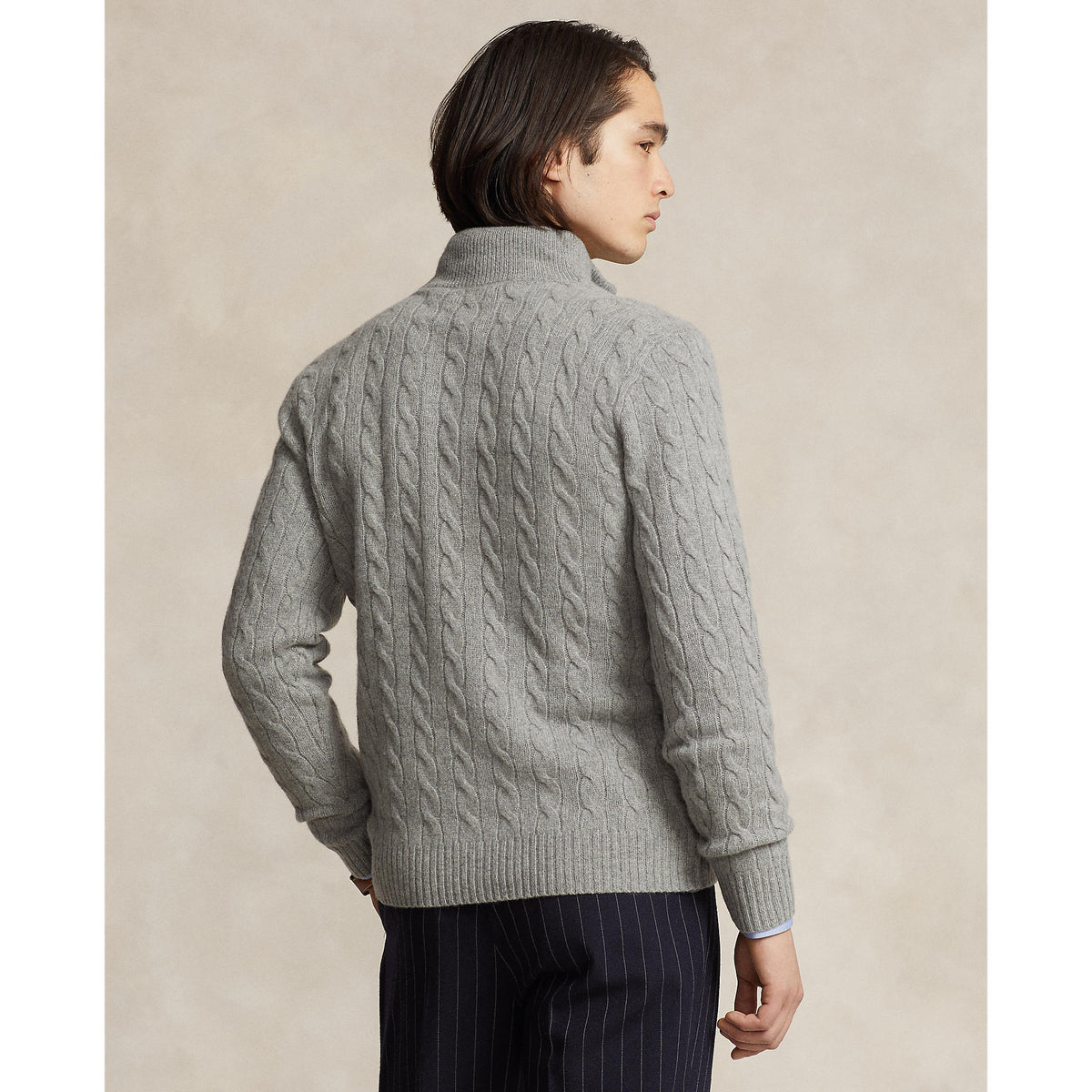 CABLE ZIP LAINE/CACHEMIRE – FAWN GREY HEATHER