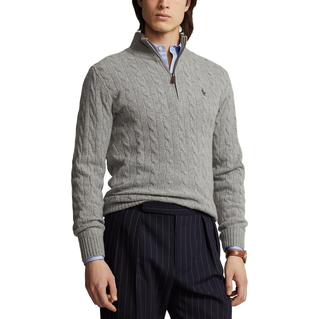 CABLE ZIP LAINE/CACHEMIRE – FAWN GREY HEATHER