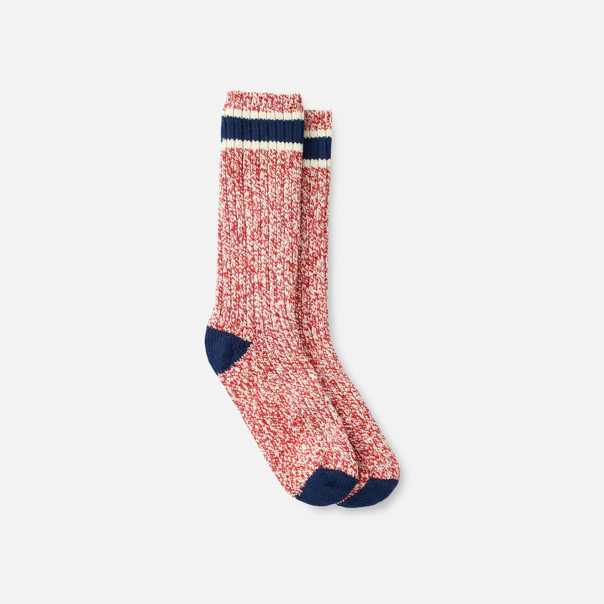 Wool Blend Ragg Crew - Red/Navy