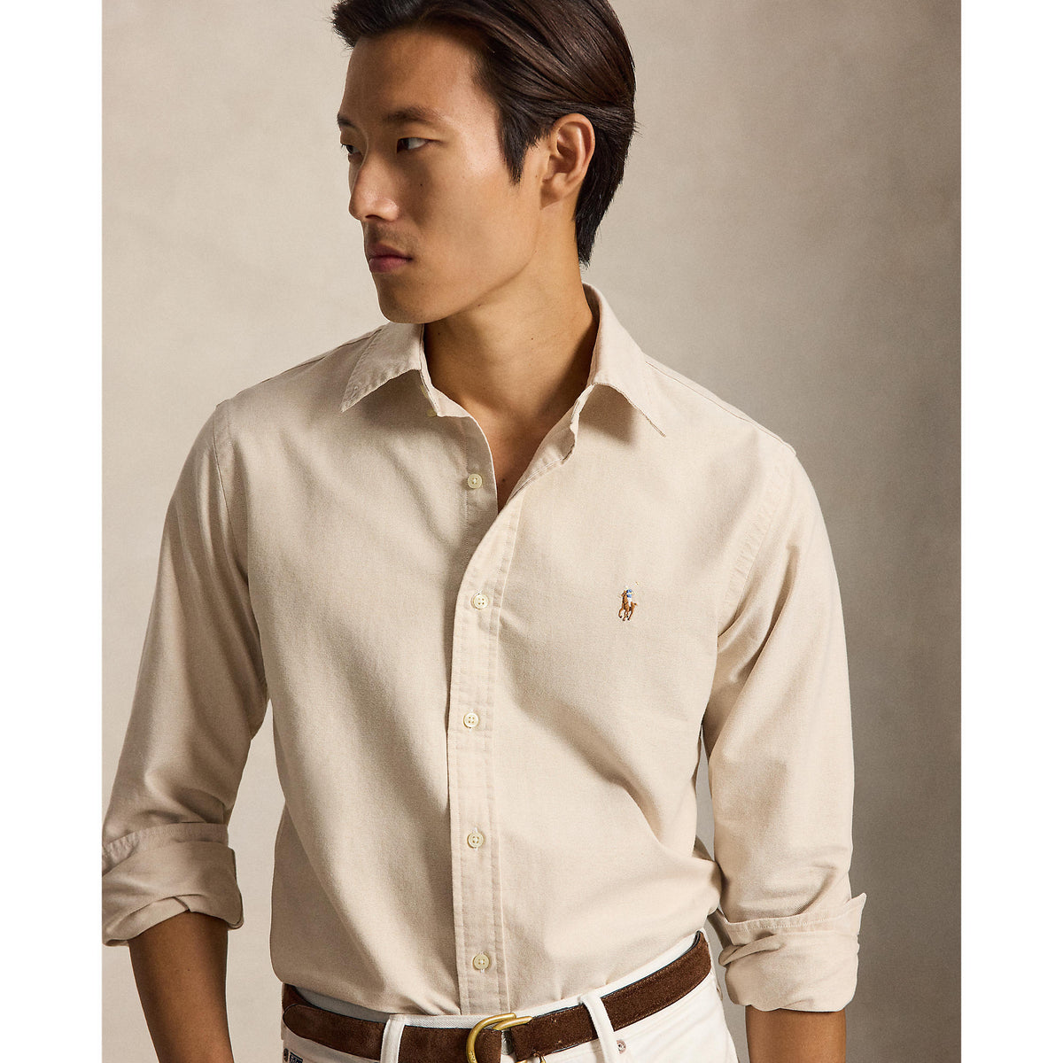 CHEMISE OXFORD – CAMEL / WHITE