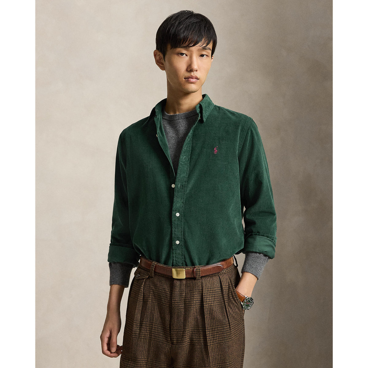 CHEMISE VELOURS – MOSS AGATE / WINE