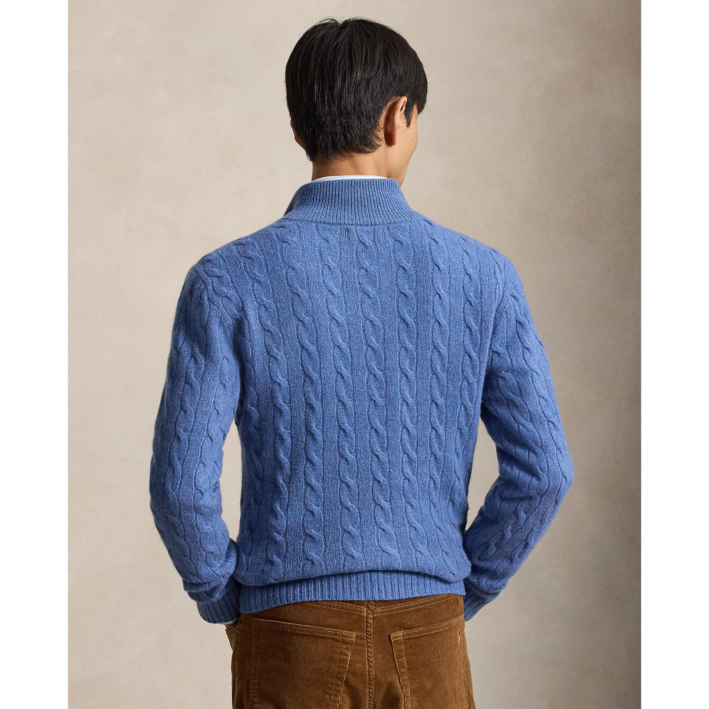 CABLE ZIP LAINE/CACHEMIRE – BLUE BORAGE HEATHER