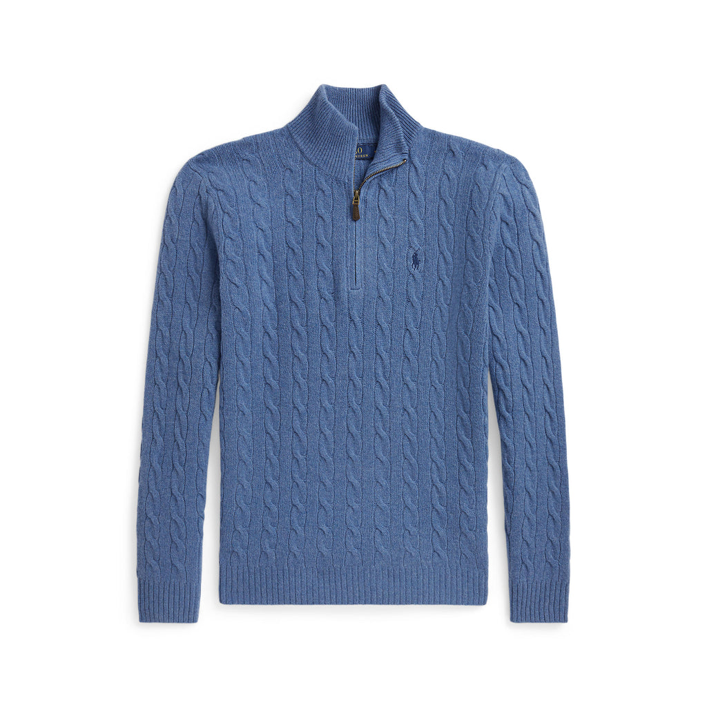 CABLE ZIP LAINE/CACHEMIRE – BLUE BORAGE HEATHER